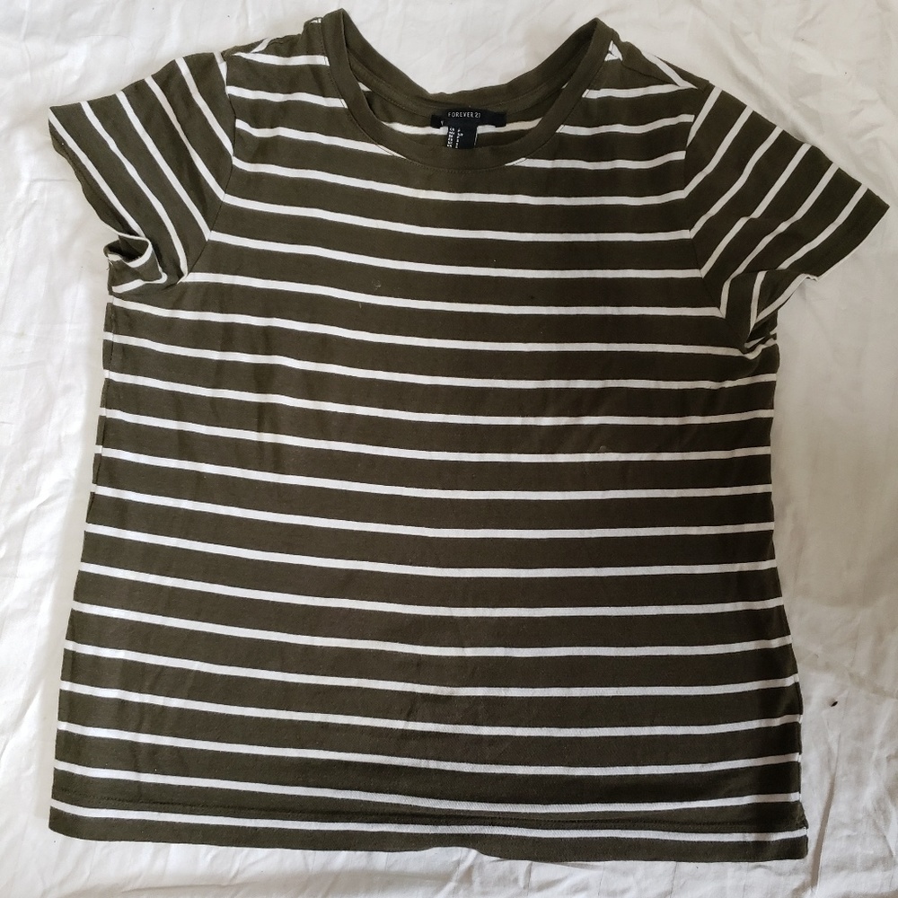 Olive green striped top